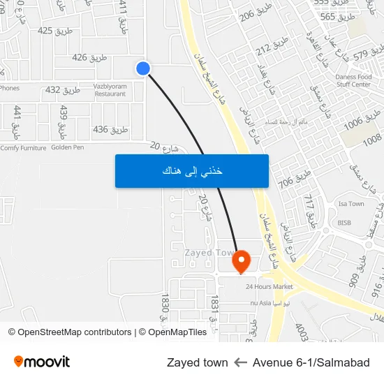 Avenue 6-1/Salmabad to Zayed town map