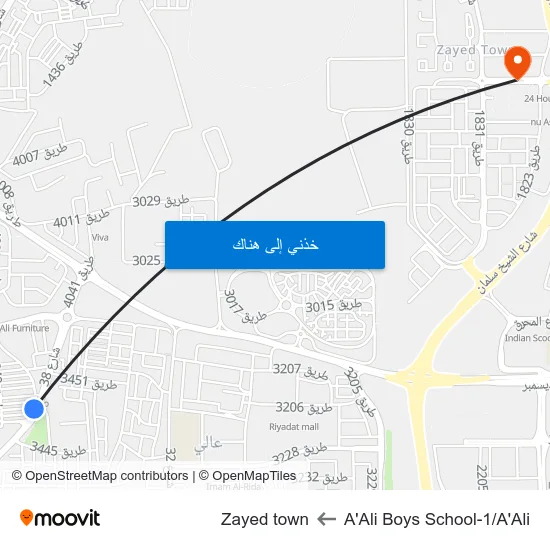 A'Ali Boys School-1/A'Ali to Zayed town map