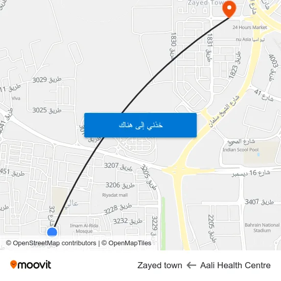 Aali Health Centre to Zayed town map