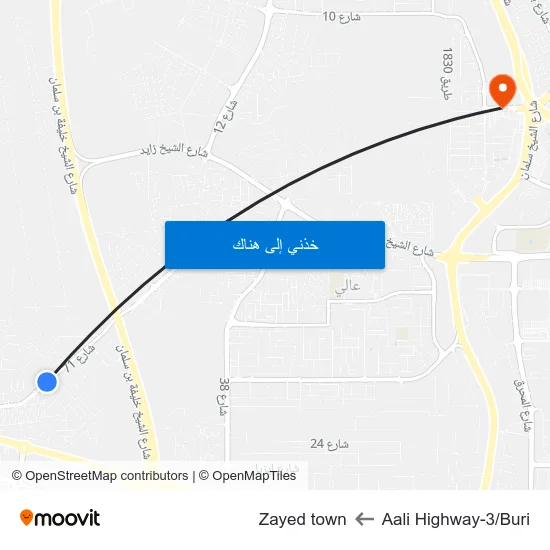Aali Highway-3/Buri to Zayed town map