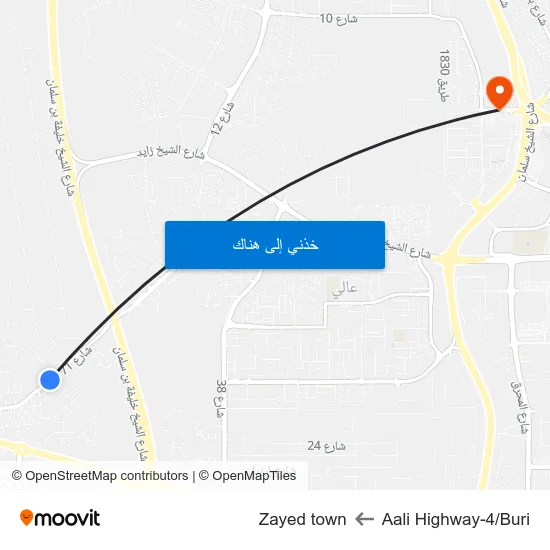 Aali Highway-4/Buri to Zayed town map