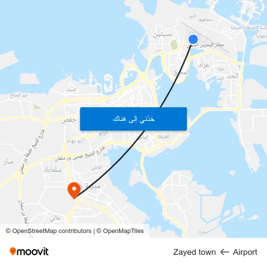 Airport to Zayed town map