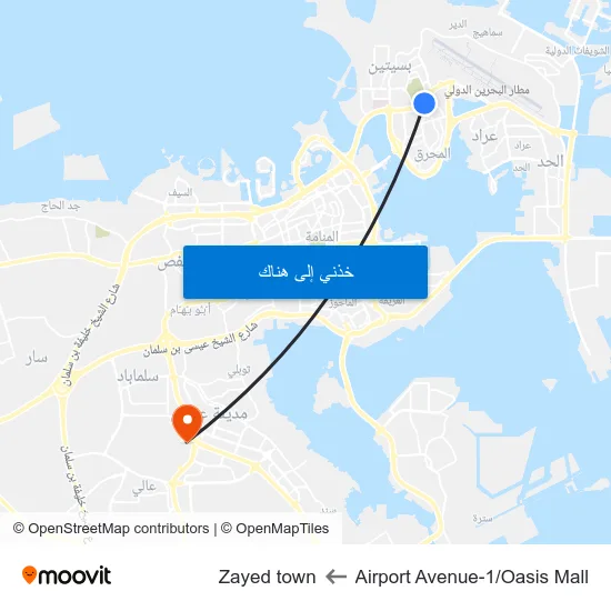 Airport Avenue-1/Oasis Mall to Zayed town map