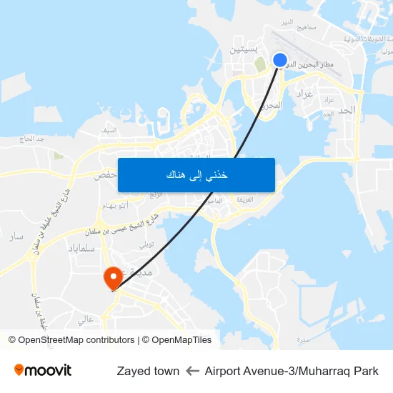 Airport Avenue-3/Muharraq Park to Zayed town map