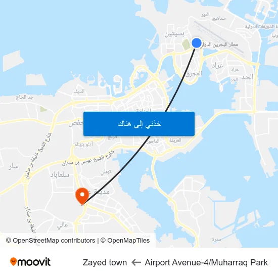 Airport Avenue-4/Muharraq Park to Zayed town map