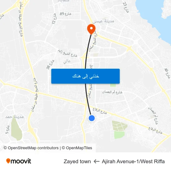 Ajirah Avenue-1/West Riffa to Zayed town map