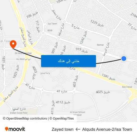 Alquds Avenue-2/Isa Town to Zayed town map