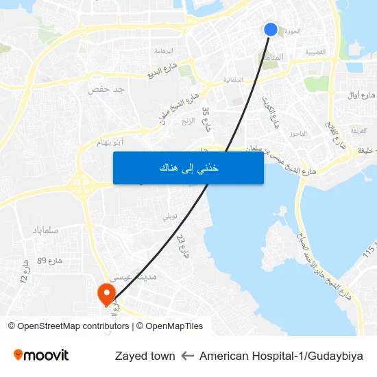 American Hospital-1/Gudaybiya to Zayed town map