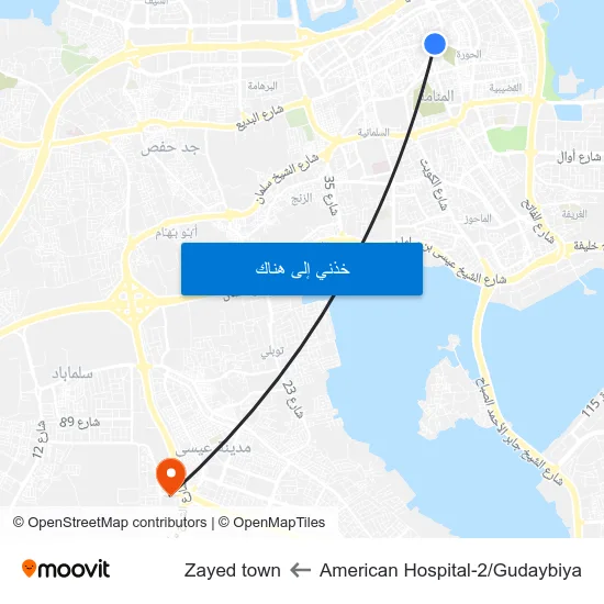 American Hospital-2/Gudaybiya to Zayed town map