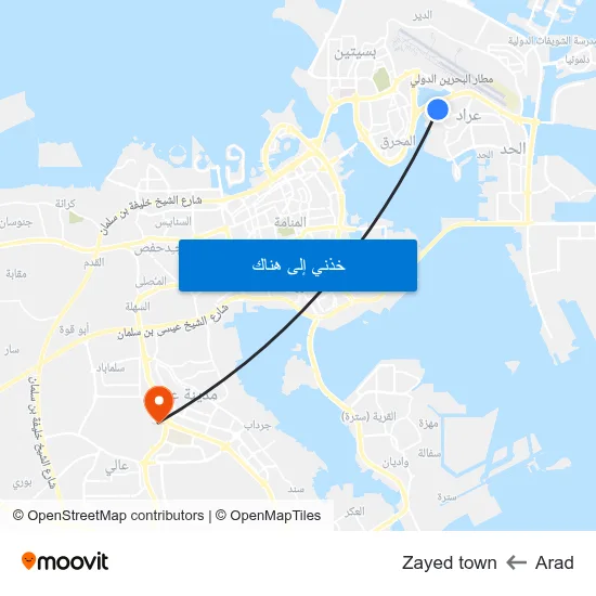 Arad to Zayed town map