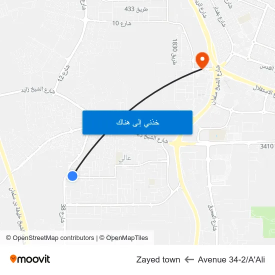 Avenue 34-2/A'Ali to Zayed town map