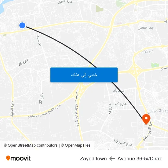 Avenue 36-5//Diraz to Zayed town map