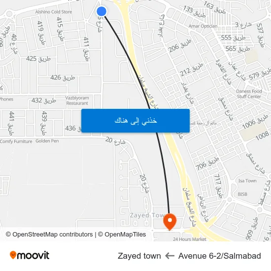 Avenue 6-2/Salmabad to Zayed town map