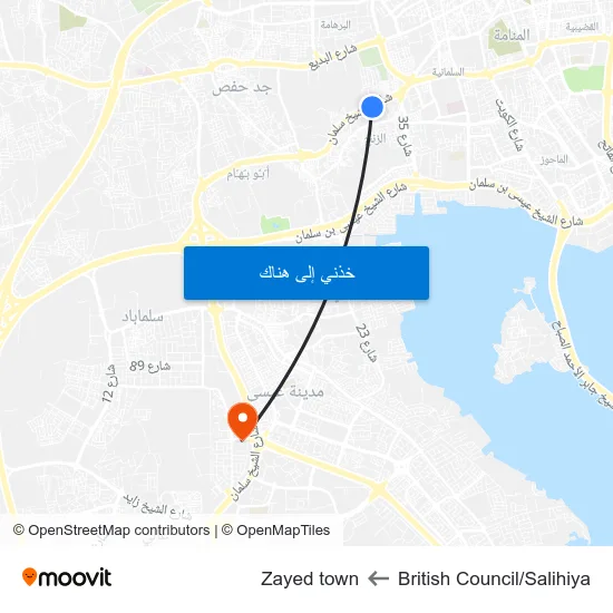 British Council/Salihiya to Zayed town map