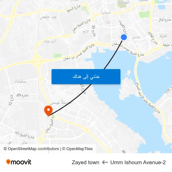 Umm Ishoum Avenue-2 to Zayed town map