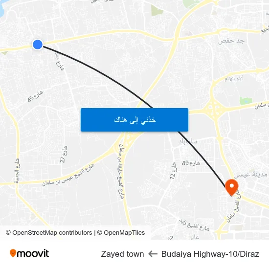 Budaiya Highway-10/Diraz to Zayed town map