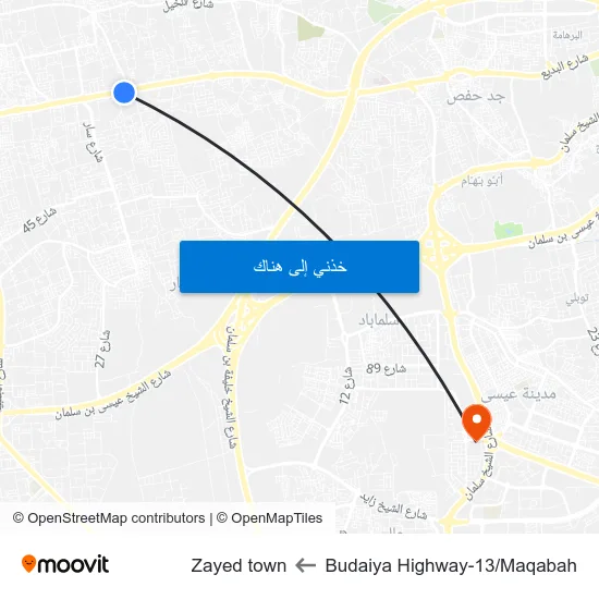 Budaiya Highway-13/Maqabah to Zayed town map