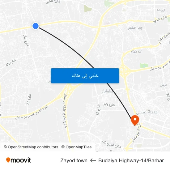 Budaiya Highway-14/Barbar to Zayed town map