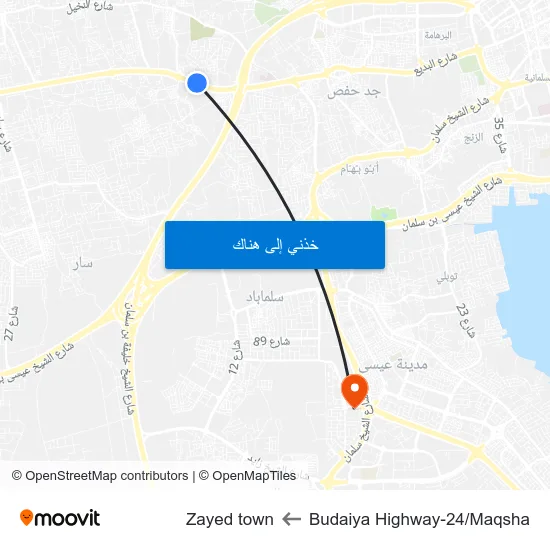 Budaiya Highway-24/Maqsha to Zayed town map