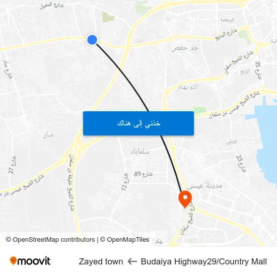 Budaiya Highway29/Country Mall to Zayed town map