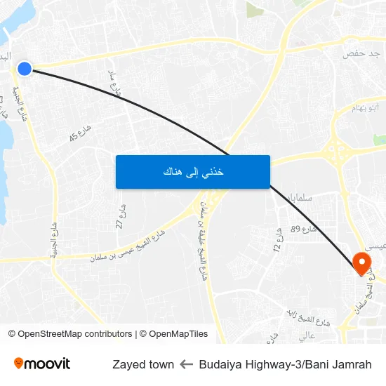 Budaiya Highway-3/Bani Jamrah to Zayed town map