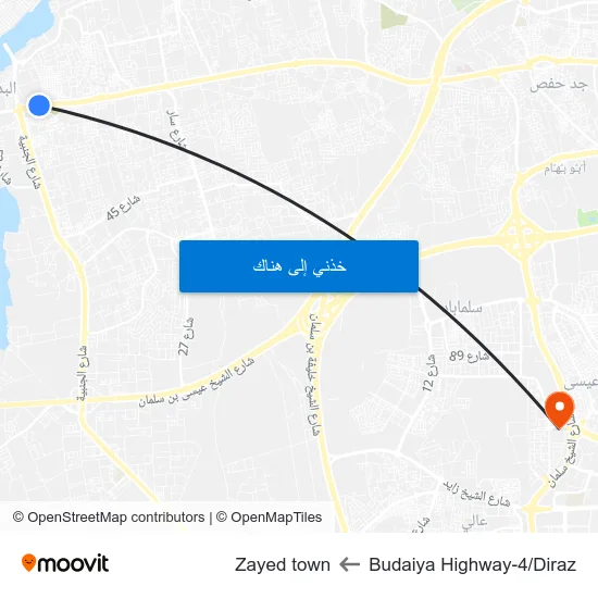 Budaiya Highway-4/Diraz to Zayed town map