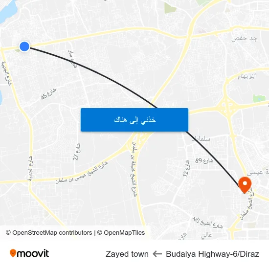 Budaiya Highway-6/Diraz to Zayed town map