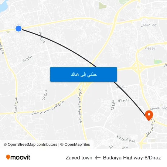 Budaiya Highway-8/Diraz to Zayed town map