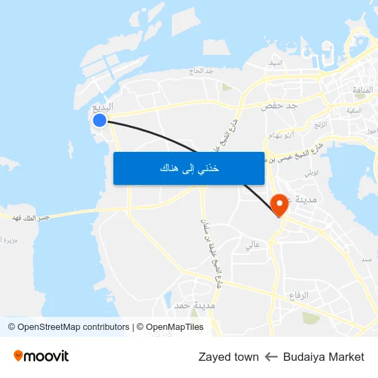 Budaiya Market to Zayed town map