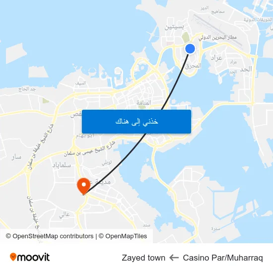 Casino Par/Muharraq to Zayed town map