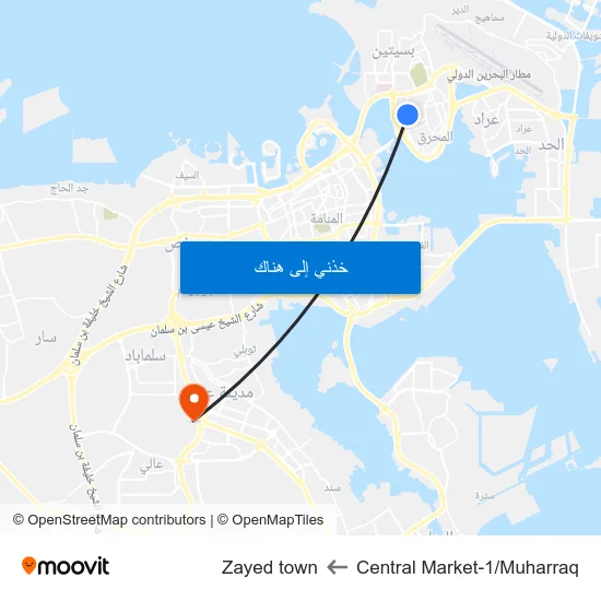 Central Market-1/Muharraq to Zayed town map