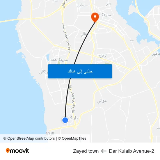 Dar Kulaib Avenue-2 to Zayed town map