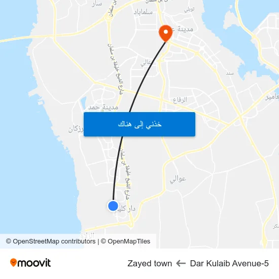 Dar Kulaib Avenue-5 to Zayed town map