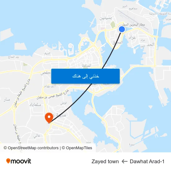 Dawhat Arad-1 to Zayed town map