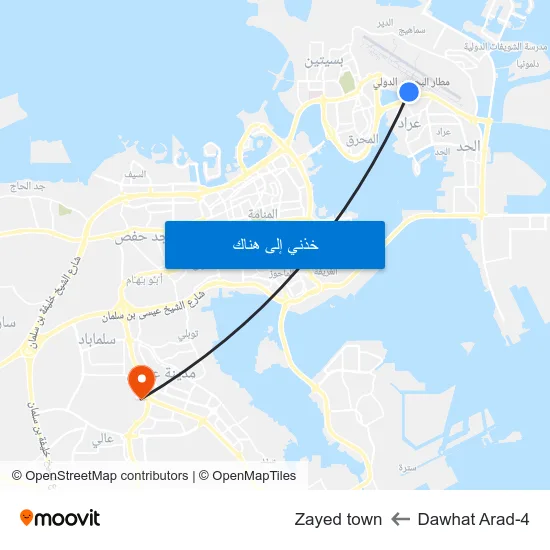 Dawhat Arad-4 to Zayed town map
