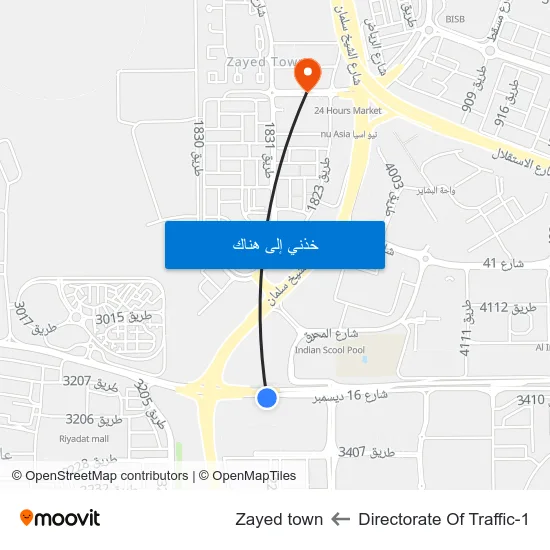 Directorate Of Traffic-1 to Zayed town map