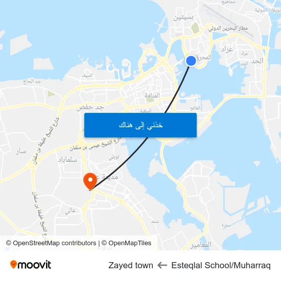 Esteqlal School/Muharraq to Zayed town map