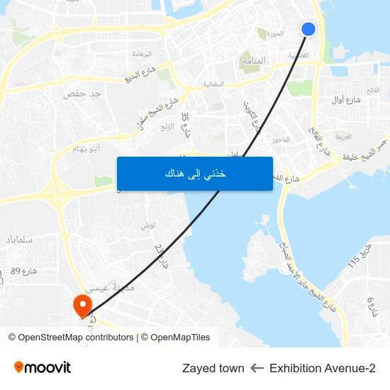 Exhibition Avenue-2 to Zayed town map