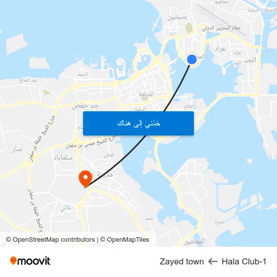 Hala Club-1 to Zayed town map