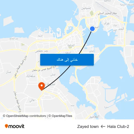 Hala Club-2 to Zayed town map