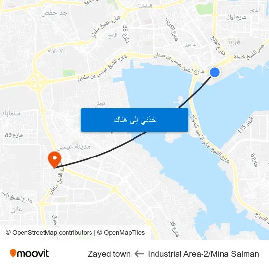 Industrial Area-2/Mina Salman to Zayed town map