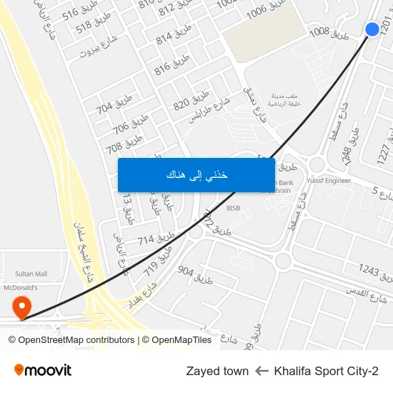 Khalifa Sport City-2 to Zayed town map