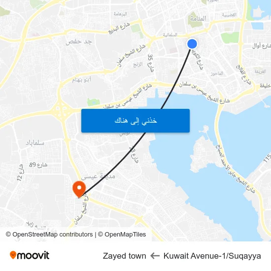 Kuwait Avenue-1/Suqayya to Zayed town map