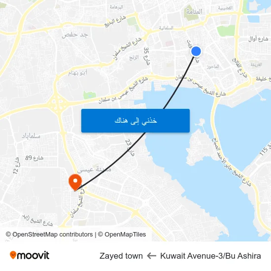 Kuwait Avenue-3/Bu Ashira to Zayed town map