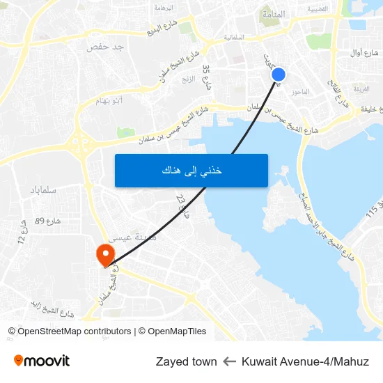 Kuwait Avenue-4/Mahuz to Zayed town map