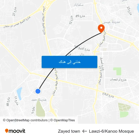 Lawzi-6/Kanoo Mosque to Zayed town map