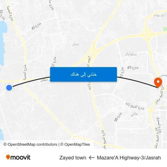 Mazare'A Highway-3/Jasrah to Zayed town map