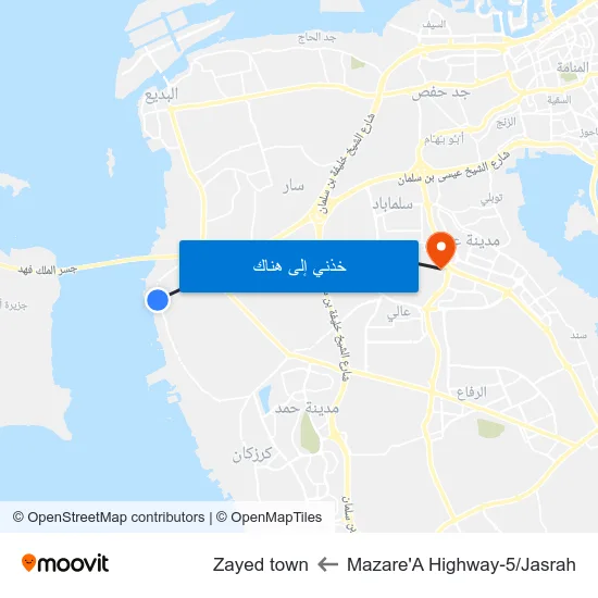 Mazare'A Highway-5/Jasrah to Zayed town map