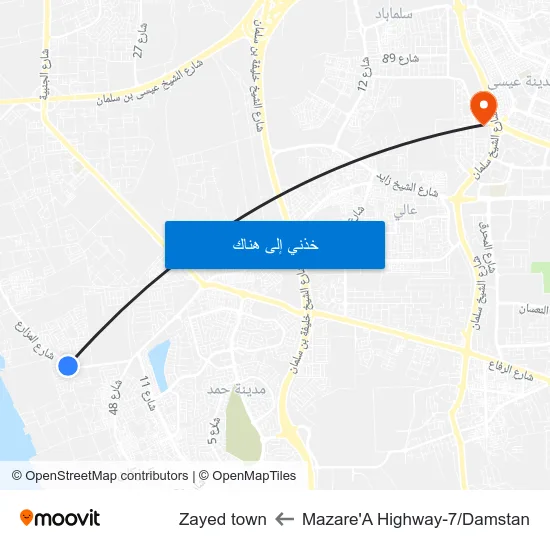 Mazare'A Highway-7/Damstan to Zayed town map
