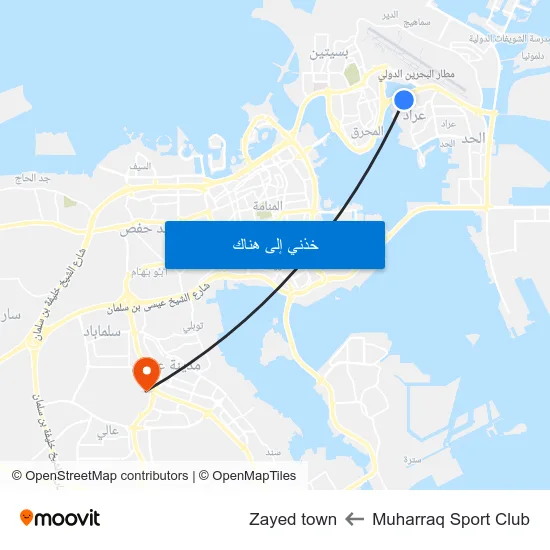 Muharraq Sport Club to Zayed town map